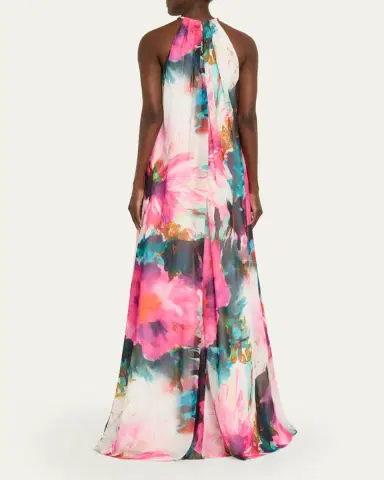 Badgley Mischka Cutout Floral-Print Trapeze Gown | Thumbnail 3