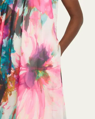 Badgley Mischka Cutout Floral-Print Trapeze Gown | Thumbnail 5