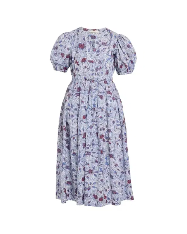 Adriana Printed Puff-Sleeve Midi Dress