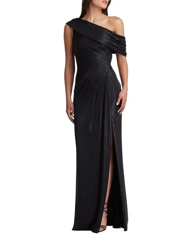 Leary Draped One-Shoulder Gown