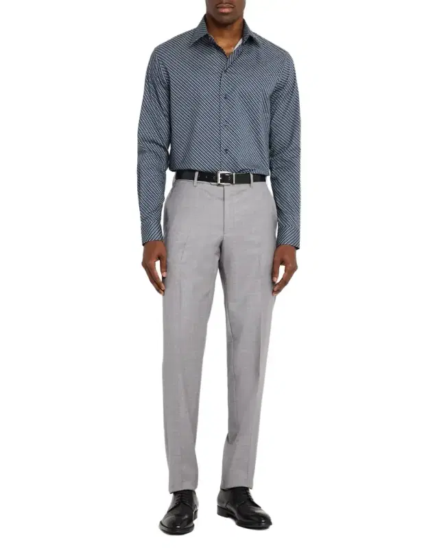 Emporio Armani Men 's Stretch Poplin Geometric Sport Shirt