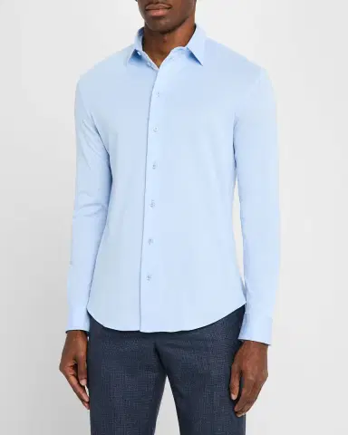 Emporio Armani Men's Pique Jersey Micro-Dot Sport Shirt | Thumbnail 2 Emporio Armani Men's Pique Jersey Micro-Dot Sport Shirt | Thumbnail 2