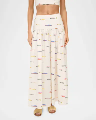 STAUD Procida Linen Maxi Skirt | Thumbnail 2