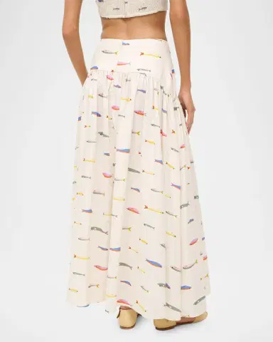 STAUD Procida Linen Maxi Skirt | Thumbnail 4