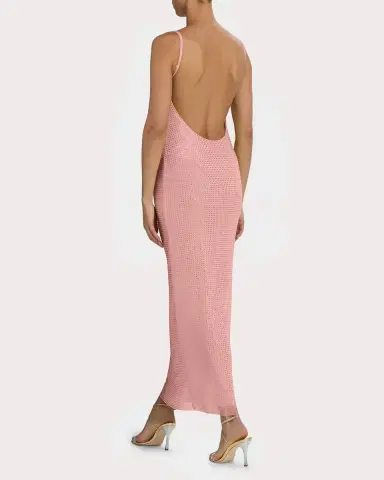 AREA Crystal Hotfix Mesh Backless Maxi Dress | Thumbnail 2 AREA Crystal Hotfix Mesh Backless Maxi Dress | Thumbnail 2
