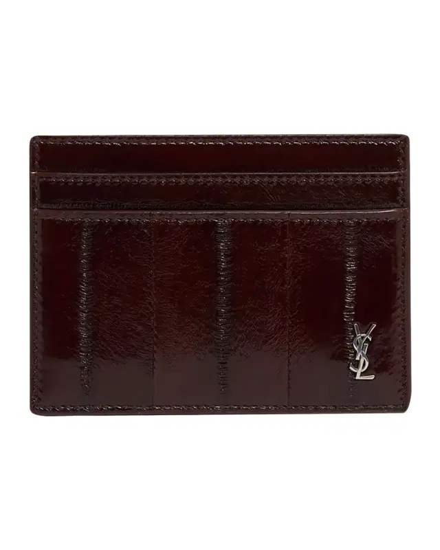 Saint Laurent Men 's Tiny Cassandre Leather Card Case