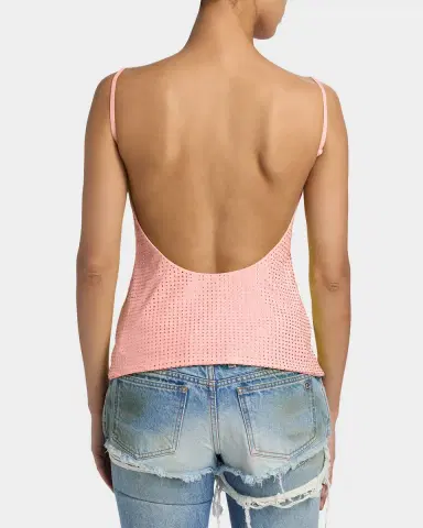 AREA Crystal Hotfix Mesh Backless Tank Top | Thumbnail 2 AREA Crystal Hotfix Mesh Backless Tank Top | Thumbnail 2