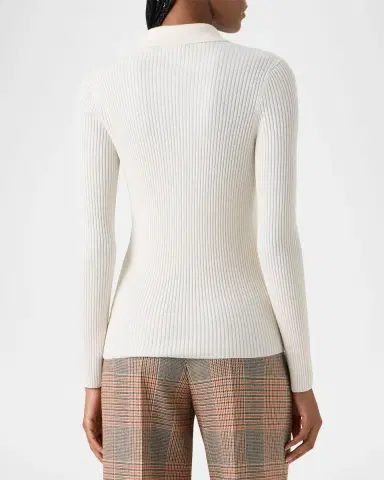 Akris punto Merino Wool Rib Collared Cardigan | Thumbnail 2 Akris punto Merino Wool Rib Collared Cardigan | Thumbnail 2