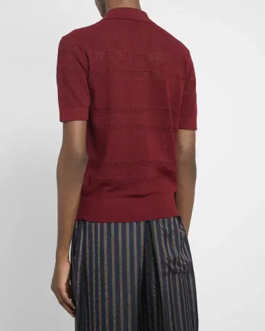 Dries Van Noten Men's Stripe Mesh Short-Sleeve Shirt | Thumbnail 2 Dries Van Noten Men's Stripe Mesh Short-Sleeve Shirt | Thumbnail 2