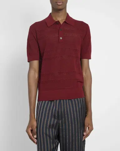 Dries Van Noten Men's Stripe Mesh Short-Sleeve Shirt | Thumbnail 3 Dries Van Noten Men's Stripe Mesh Short-Sleeve Shirt | Thumbnail 3
