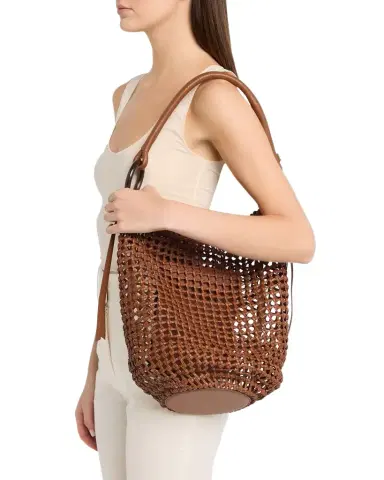 STAUD Del Mar Woven Leather Bucket Bag | Thumbnail 1 STAUD Del Mar Woven Leather Bucket Bag | Thumbnail 1