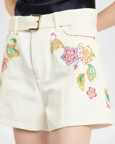 Cinq à Sept Beth Embroidered Jardin Boheme Denim Shorts | Thumbnail 3 Cinq à Sept Beth Embroidered Jardin Boheme Denim Shorts | Thumbnail 3