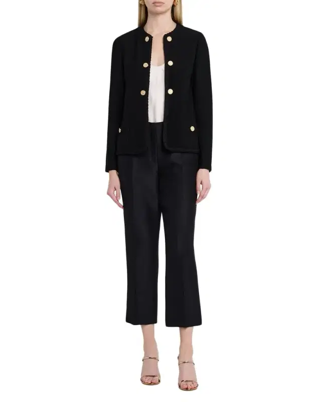 Relaxed Braid-Trim Tweed Jacket