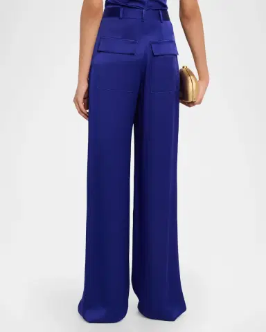 Lapointe Pleated Satin Wide-Leg Trousers | Thumbnail 2 Lapointe Pleated Satin Wide-Leg Trousers | Thumbnail 2