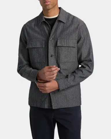Vince Men's Herringbone Flap-Pocket Overshirt | Thumbnail 3 Vince Men's Herringbone Flap-Pocket Overshirt | Thumbnail 3