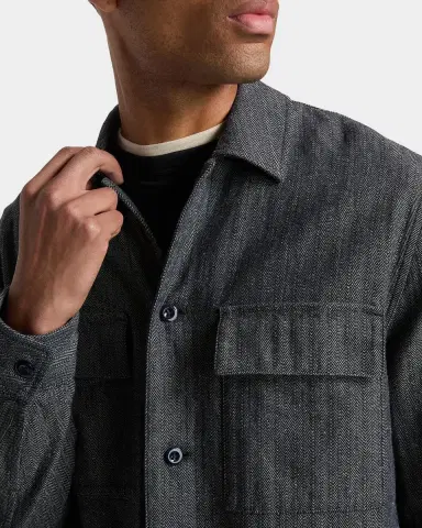 Vince Men's Herringbone Flap-Pocket Overshirt | Thumbnail 4 Vince Men's Herringbone Flap-Pocket Overshirt | Thumbnail 4