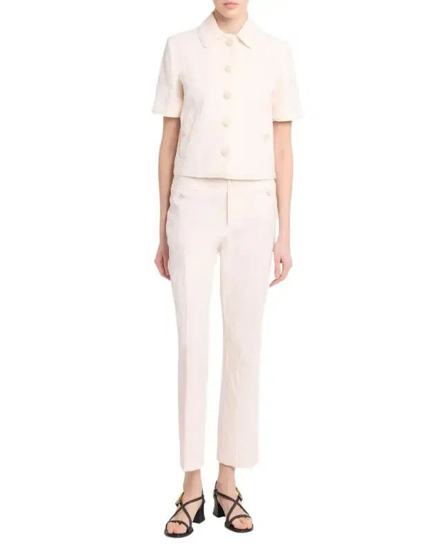 Palm Jacquard Short-Sleeve Single-Breasted Jacket