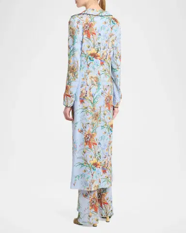 Etro Floral Jersey Single-Breasted Long Coat | Thumbnail 2 Etro Floral Jersey Single-Breasted Long Coat | Thumbnail 2