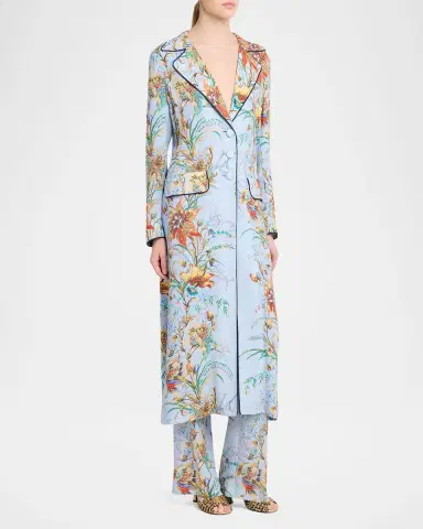 Etro Floral Jersey Single-Breasted Long Coat | Thumbnail 3 Etro Floral Jersey Single-Breasted Long Coat | Thumbnail 3