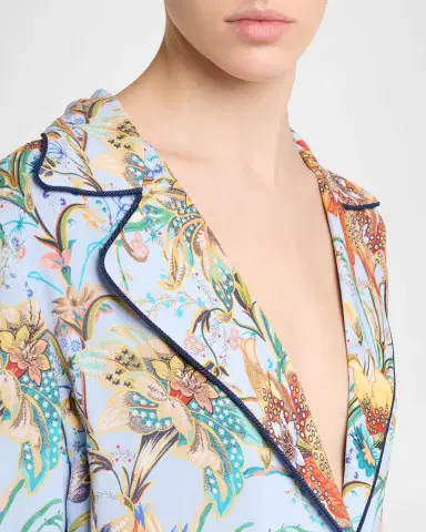 Etro Floral Jersey Single-Breasted Long Coat | Thumbnail 4 Etro Floral Jersey Single-Breasted Long Coat | Thumbnail 4