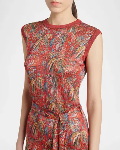 Etro Sleeveless Paisley-Print Knit Fringed Midi Dress | Thumbnail 4 Etro Sleeveless Paisley-Print Knit Fringed Midi Dress | Thumbnail 4