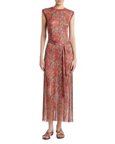 Etro Sleeveless Paisley-Print Knit Fringed Midi Dress | Thumbnail 1 Etro Sleeveless Paisley-Print Knit Fringed Midi Dress | Thumbnail 1