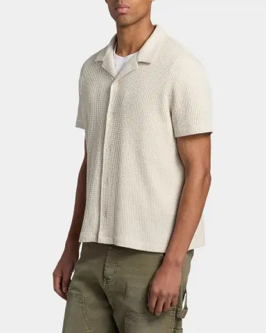 Vince Men's Macro Waffle Knit Short-Sleeve Shirt | Thumbnail 6 Vince Men's Macro Waffle Knit Short-Sleeve Shirt | Thumbnail 6