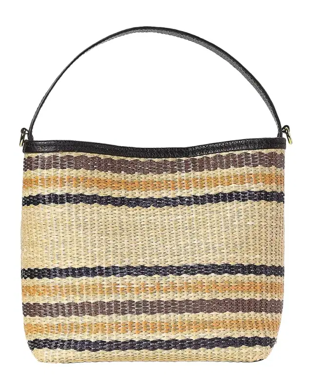 Gigi New York Tate Multi-Striped Raffia Bucket Bag