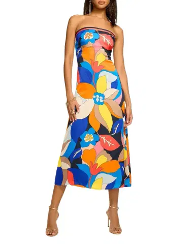 Ramy Brook Isley Strapless Satin Midi Dress | Thumbnail 1 Ramy Brook Isley Strapless Satin Midi Dress | Thumbnail 1