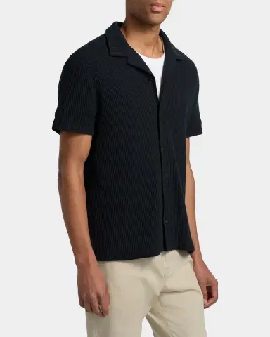 Vince Men's Macro Waffle Knit Short-Sleeve Shirt | Thumbnail 6 Vince Men's Macro Waffle Knit Short-Sleeve Shirt | Thumbnail 6