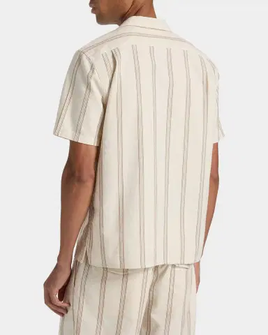 Vince Men's Cove Cotton and Hemp Stripe Short-Sleeve Shirt | Thumbnail 2 Vince Men's Cove Cotton and Hemp Stripe Short-Sleeve Shirt | Thumbnail 2