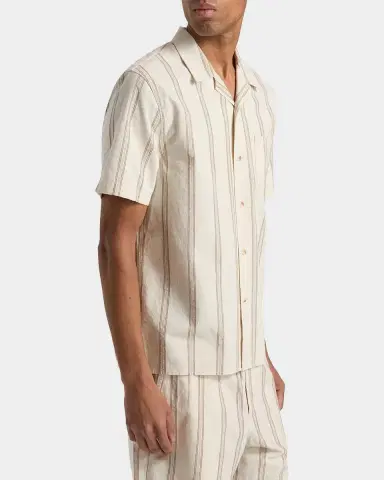 Vince Men's Cove Cotton and Hemp Stripe Short-Sleeve Shirt | Thumbnail 6 Vince Men's Cove Cotton and Hemp Stripe Short-Sleeve Shirt | Thumbnail 6