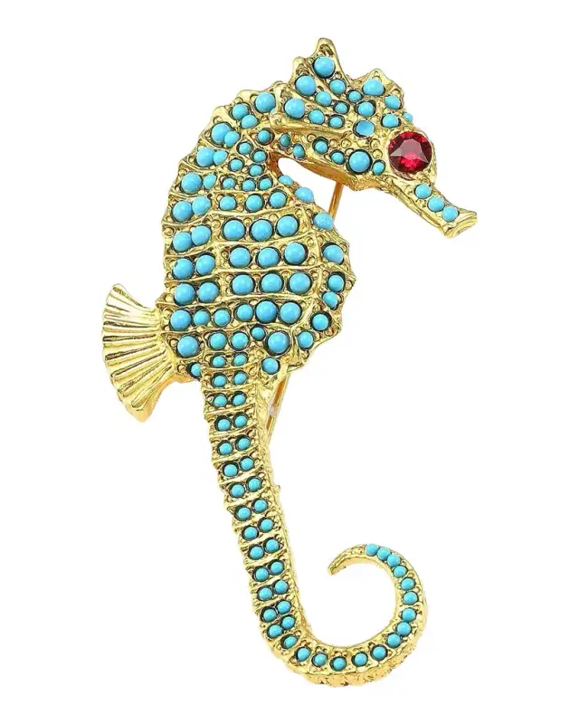Turquoise Seahorse Brooch