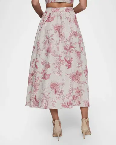 L'Agence Seina Pleated Etoile-Print Linen Midi Skirt | Thumbnail 2 L'Agence Seina Pleated Etoile-Print Linen Midi Skirt | Thumbnail 2