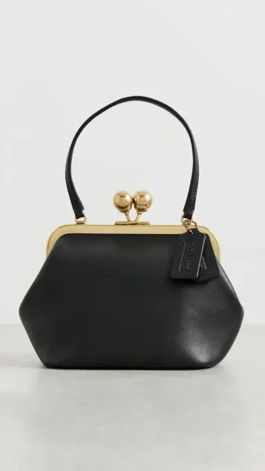 Coach Glovetanned Leather Kisslock Frame Bag Black One Size | Thumbnail 2