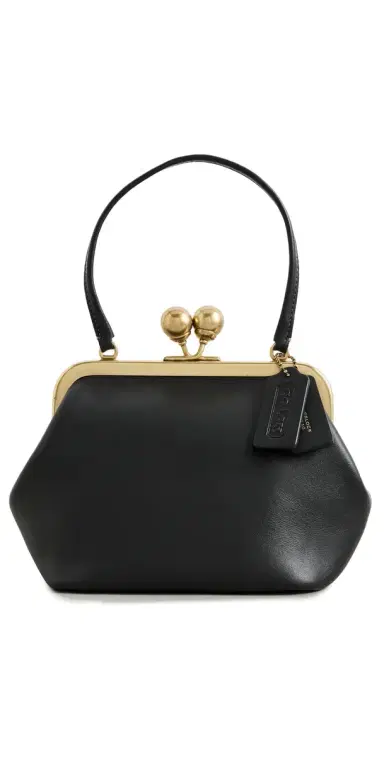 Coach Glovetanned Leather Kisslock Frame Bag Black One Size | Thumbnail 1