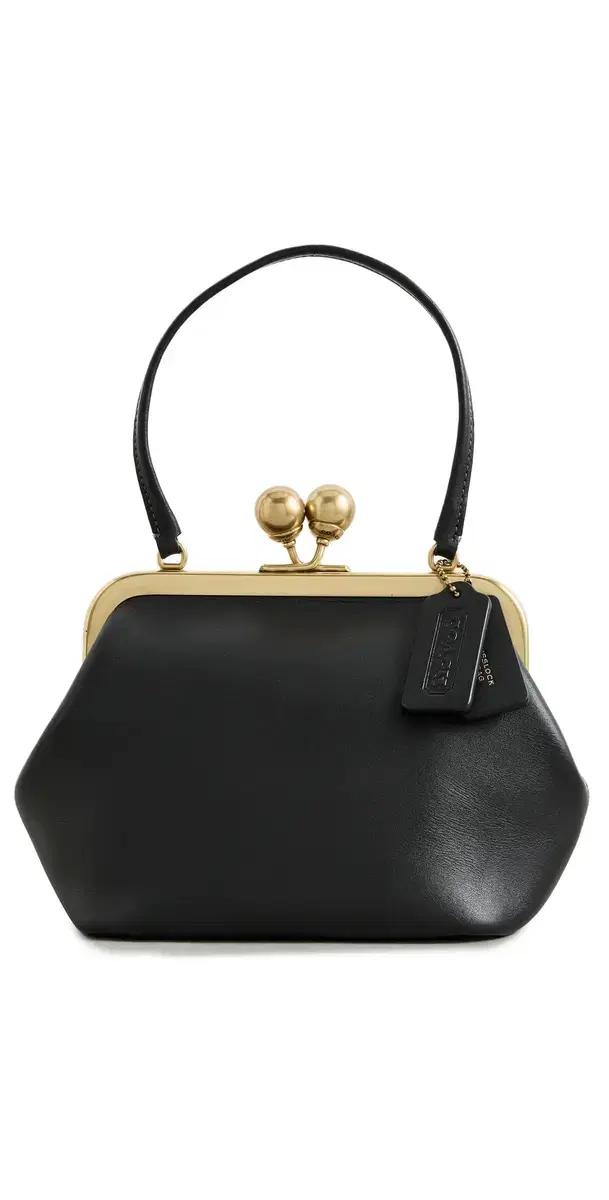 Coach Glovetanned Leather Kisslock Frame Bag Black One Size