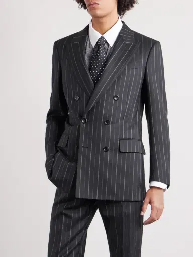 Tom Ford Atticus Slim-Fit Double-Breasted Striped Wool-Twill Suit Jacket - Men | Thumbnail 3