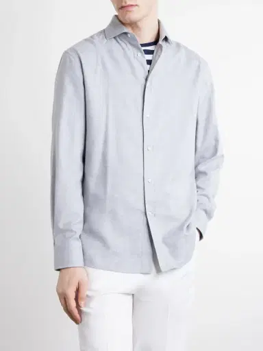 Brunello Cucinelli Herringbone Cotton and Lyocell-Blend Shirt - Men | Thumbnail 3 Brunello Cucinelli Herringbone Cotton and Lyocell-Blend Shirt - Men | Thumbnail 3