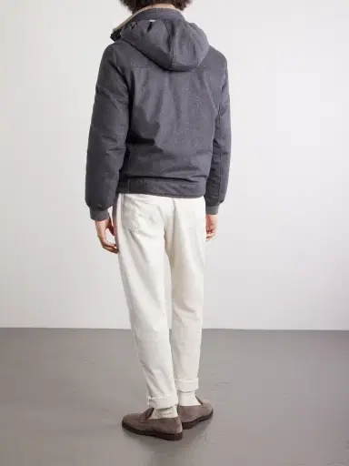 Brunello Cucinelli Shearling-Trimmed Wool Hooded Down Jacket - Men | Thumbnail 4 Brunello Cucinelli Shearling-Trimmed Wool Hooded Down Jacket - Men | Thumbnail 4