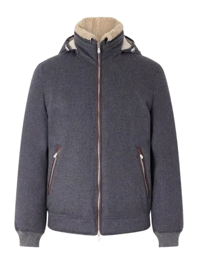 Brunello Cucinelli Shearling-Trimmed Wool Hooded Down Jacket - Men