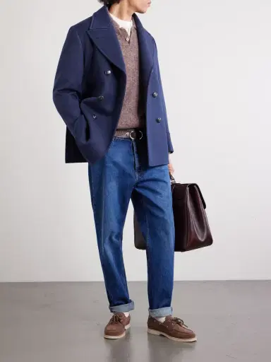 Brunello Cucinelli Double-Breasted Wool and Silk-Blend Coat - Men | Thumbnail 2