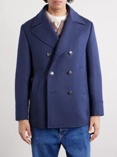 Brunello Cucinelli Double-Breasted Wool and Silk-Blend Coat - Men | Thumbnail 3