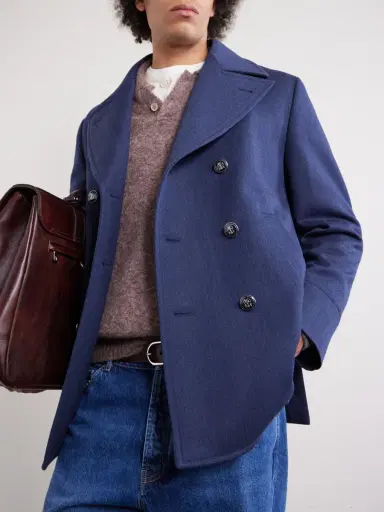 Brunello Cucinelli Double-Breasted Wool and Silk-Blend Coat - Men | Thumbnail 5