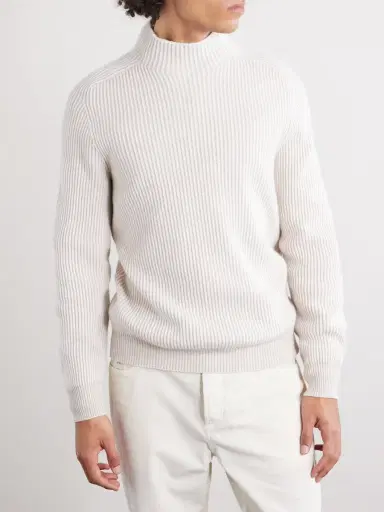 Brunello Cucinelli Ribbed Cashmere Rollneck Sweater - Men | Thumbnail 3