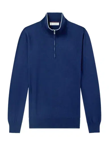 Brunello Cucinelli Cotton and Cashmere-Blend Half-Zip Sweater - Men | Thumbnail 1 Brunello Cucinelli Cotton and Cashmere-Blend Half-Zip Sweater - Men | Thumbnail 1