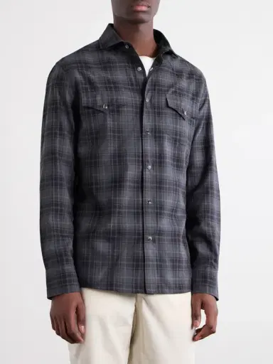 Brunello Cucinelli Checked Cotton-Flannel Shirt - Men | Thumbnail 3