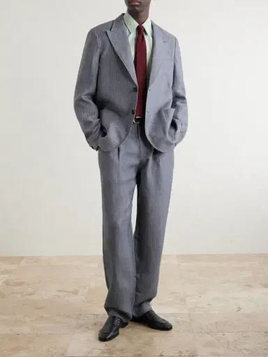 Oliver Spencer Morton Straight-Leg Pleated Striped Linen Suit Trousers - Men | Thumbnail 2 Oliver Spencer Morton Straight-Leg Pleated Striped Linen Suit Trousers - Men | Thumbnail 2