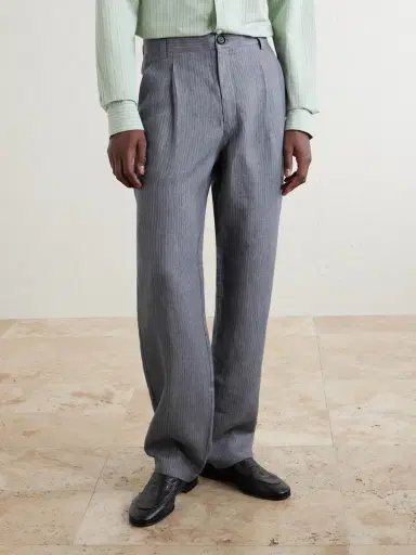 Oliver Spencer Morton Straight-Leg Pleated Striped Linen Suit Trousers - Men | Thumbnail 3 Oliver Spencer Morton Straight-Leg Pleated Striped Linen Suit Trousers - Men | Thumbnail 3