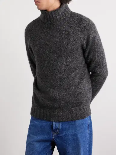 Brunello Cucinelli Ribbed Cashmere and Silk-Blend Rollneck Sweater - Men | Thumbnail 3